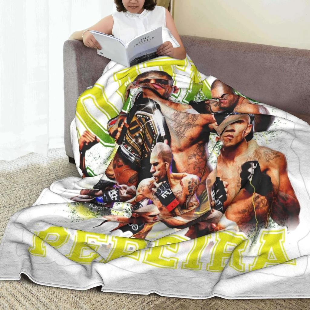 Flannel Throw Blanket Alex Pereira Bootleg Fighter Boxing Warm Plush Blankets Soft Bedspread for Living Room Home Picnic Couch