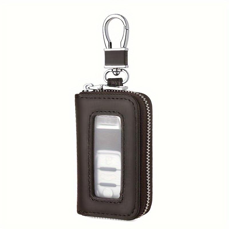 Leather Case Keychain Lychee Pattern Light Luxury Mirror Window Visible Remote Control Lock Packet Key Case Waterproof