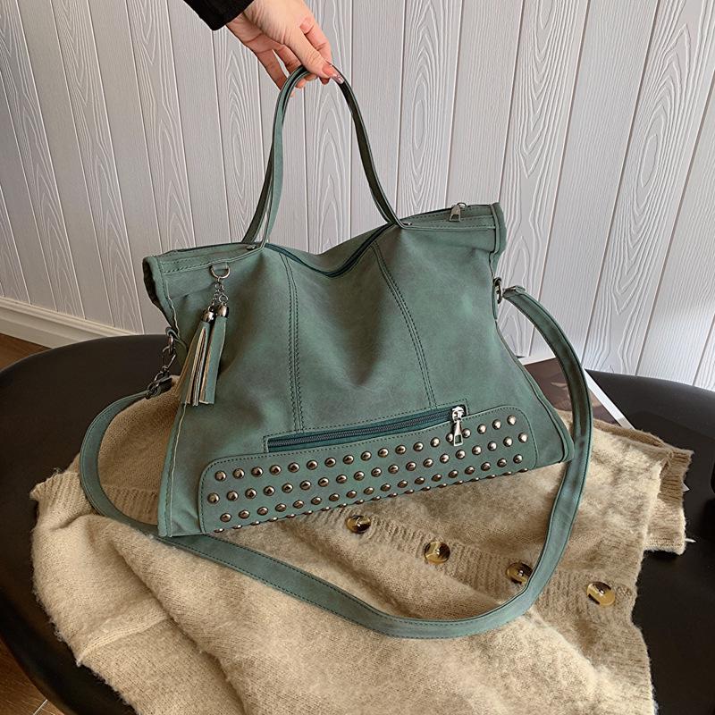 

2024 Retro Matte Large Capacity Crossbody Tote Motorcycle Bag зелений