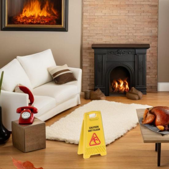 5Pcs Mini Caution Wet Floor Sign Single-side Realistic Miniature Dog Cat Vomit Caution Sign Small Warning Sign Desk Toy