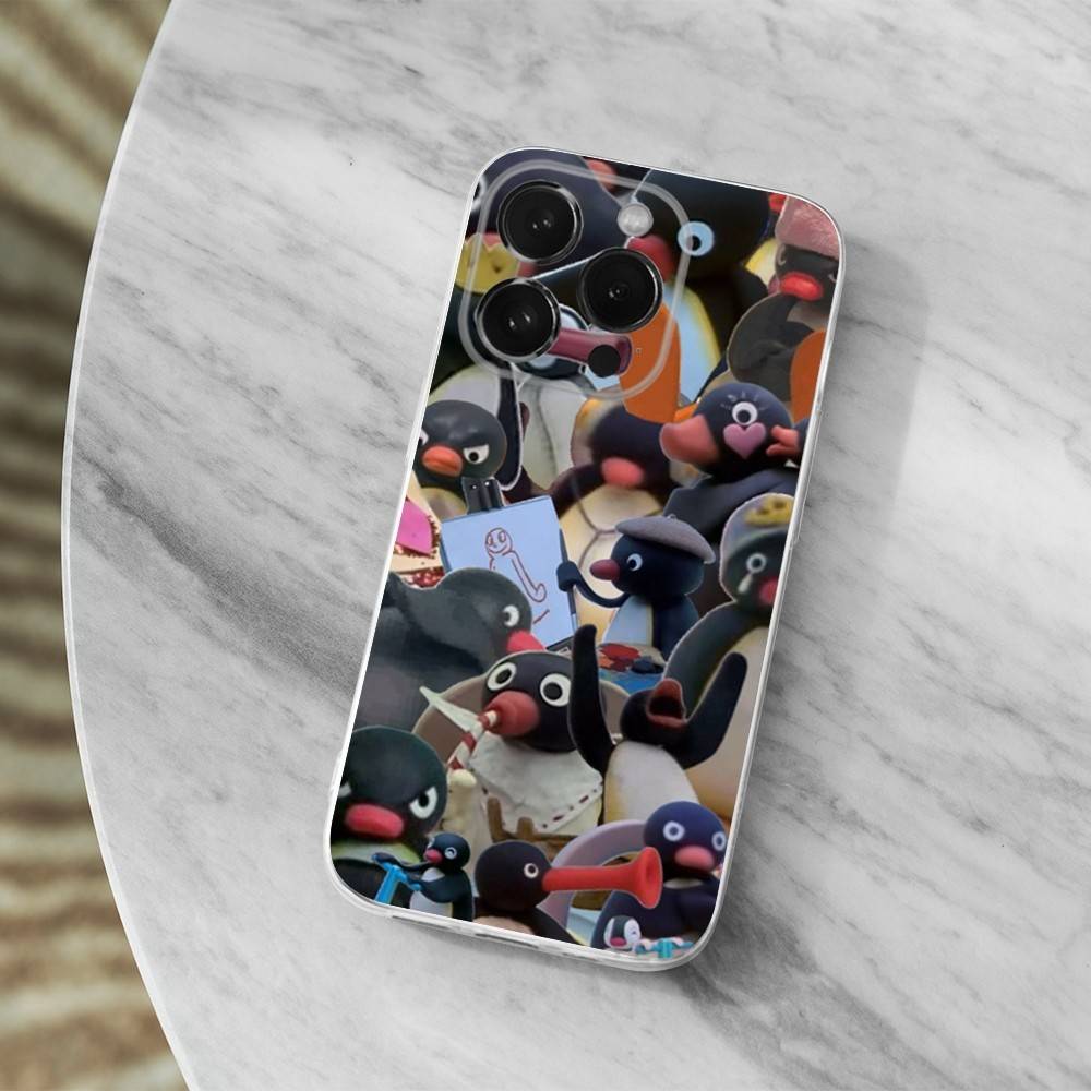 Cute Animal P-Pingu Penguin Case For iPhone Max,13,XR,SE,12,15,Pro,17,Plus,11,14,16,X,XS,Mini Transparent Soft Cover