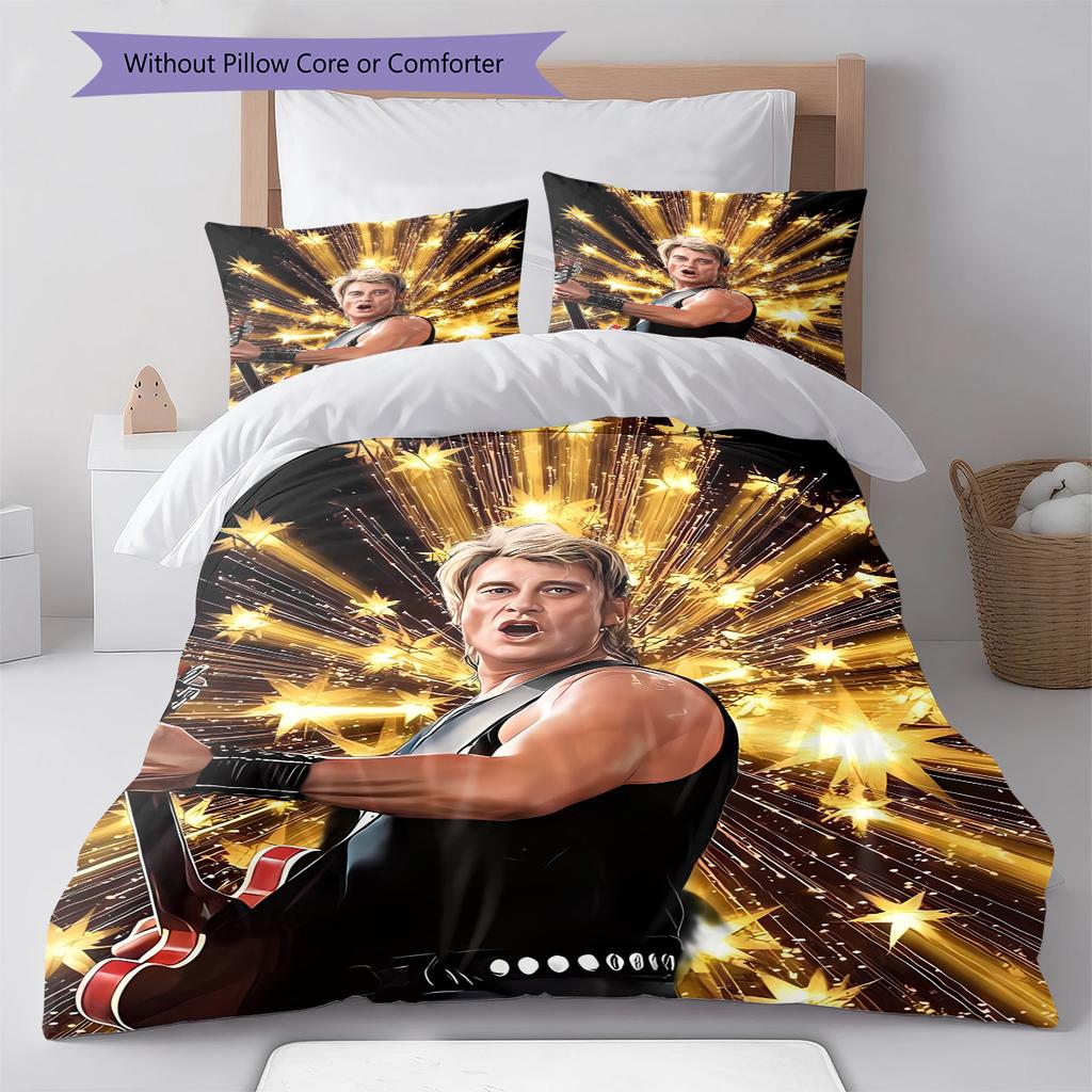 Johnny Hallyday Pattern Bedding,Quilt Set Quilt Cover Pillowcase Home Birthday Gift (1 * duvet cover + 2 * pillowcase, without core)