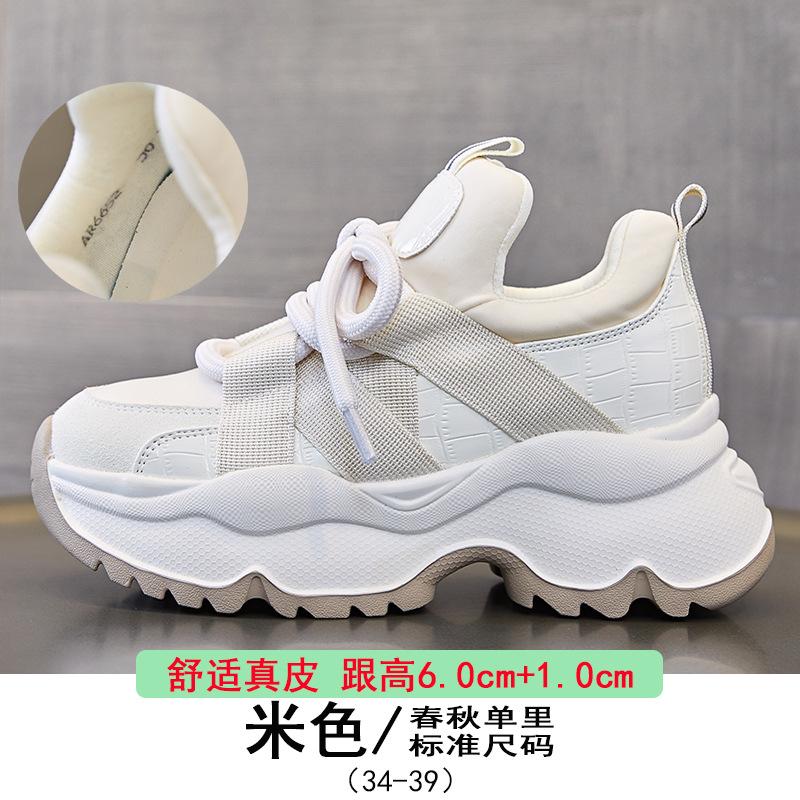Daddy Shoes Girl 2025 Autumn New Sports and Casual Shoes Muffin Platform Versatile Small Inner Height Increasing Women's Shoes