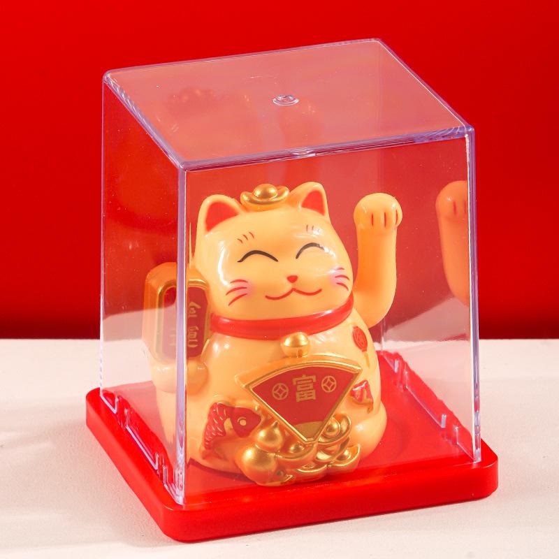 Gatto Portafortuna Solare Che Saluta Automaticamente Gatto Ricco Decorazione Desktop Casa Bancone Cassa Ornamento per Auto