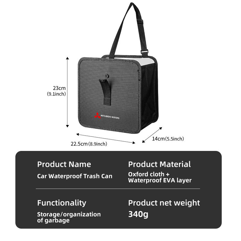 Car Logo Hanging Trash Can Foldable Storage Bin Auto Storage Accessories For Mitsubishi Outlander Lancer L200 ASX Pajero Grandis WM1