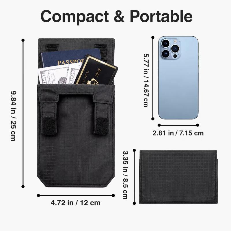 Slim Portable Anti-Theft Belt Wallet Black Hook-and-Loop Clip Hidden Pocket for Travel Outdoor Activities Daily Use