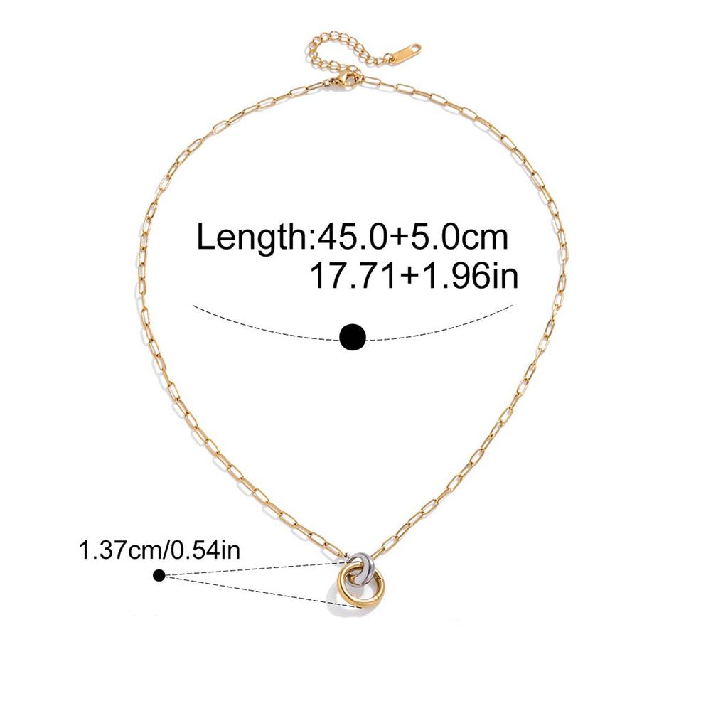  Stainless Steel Round Ring Paperclip Chain Necklace Waterproof Personalized Fashion Handmade Pendant DIY Accessories