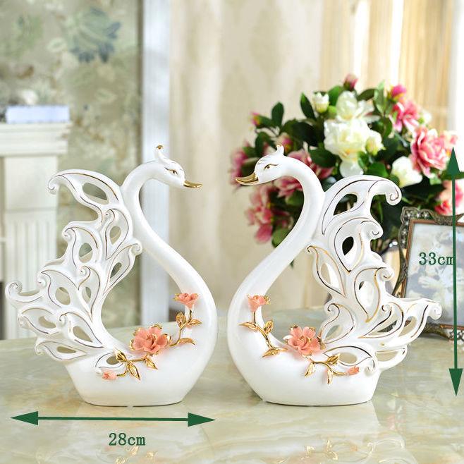 Ceramic Swan Ornaments: Elegant Home Decor for Living Room, Wine Cabinet, or Wedding Gifts