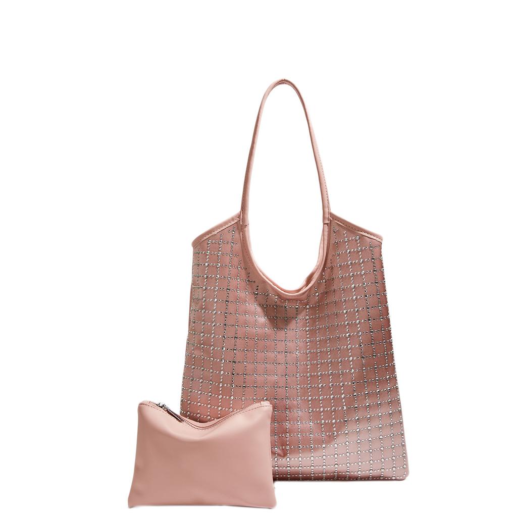 Korean Version of Fashion Sticker Diamond Shoulder Bag Women's 2025 New Underarm Bag Large Capacity Tote Fashion Commuter Women's Bag