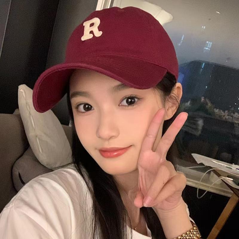 Women's baseball cap with enlarged head circumference, deep and wide brim, makes the face look smaller, hard-top sunshade cap, men's cap with letter