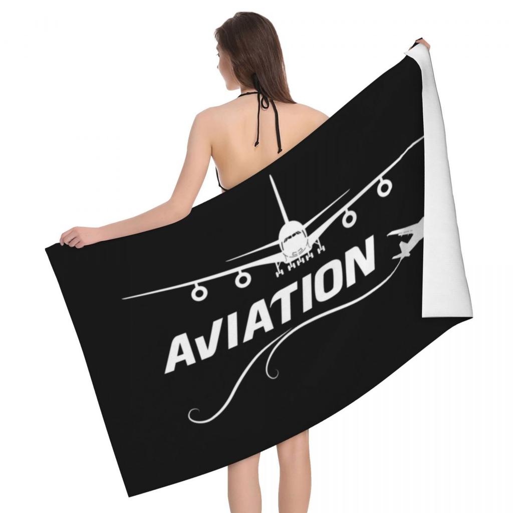 Flugzeugpilot Strandtücher Schwarz und Weiß Cool Schnelltrocknend Mikrofaser Badetuch Weich Leinen Luftfahrt Flieger Pool Reise Dekor