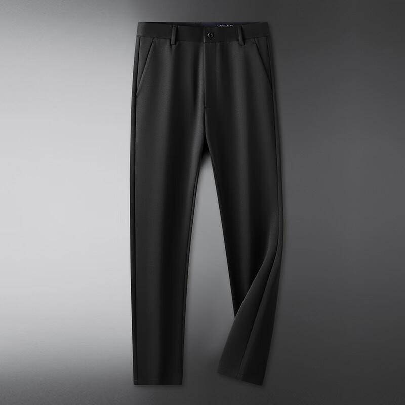 Dibenze Men's Plus Size Loose Fit Stretch Business Casual Straight Leg Trousers