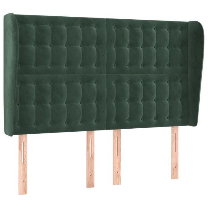 VidaXL Tête de lit avec oreilles Vert foncé 147x23x118-128 cm Velours3118441