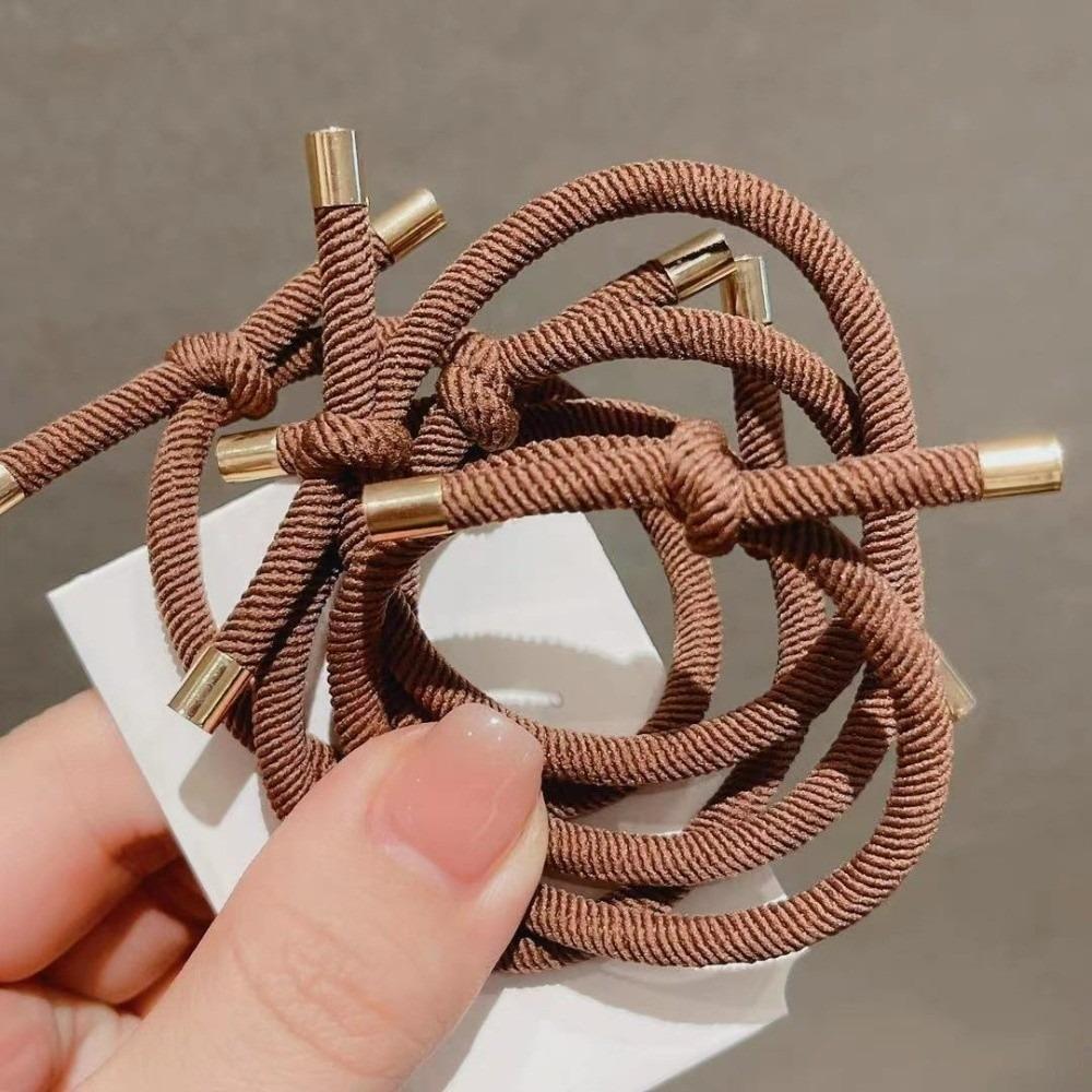 5PCS Gold Plated Elastic Hair Rubber Bands Mix Color Styling Decoration Hair Bands High Elasticity Ponytail Holder