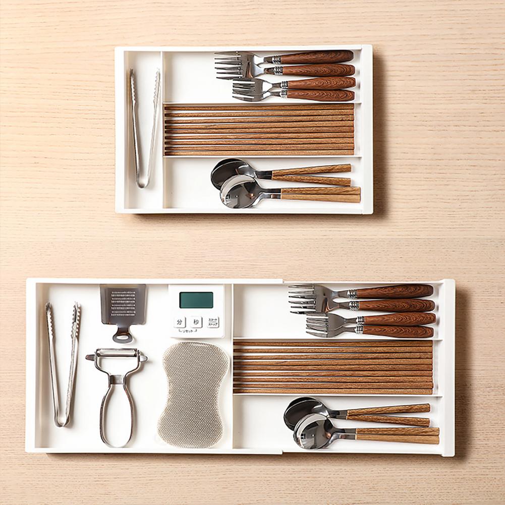 Adjustable Storage Container Retractable Storage Box Expandable Drawer Organizer for Cutlery Utensils Adjustable Length Storage