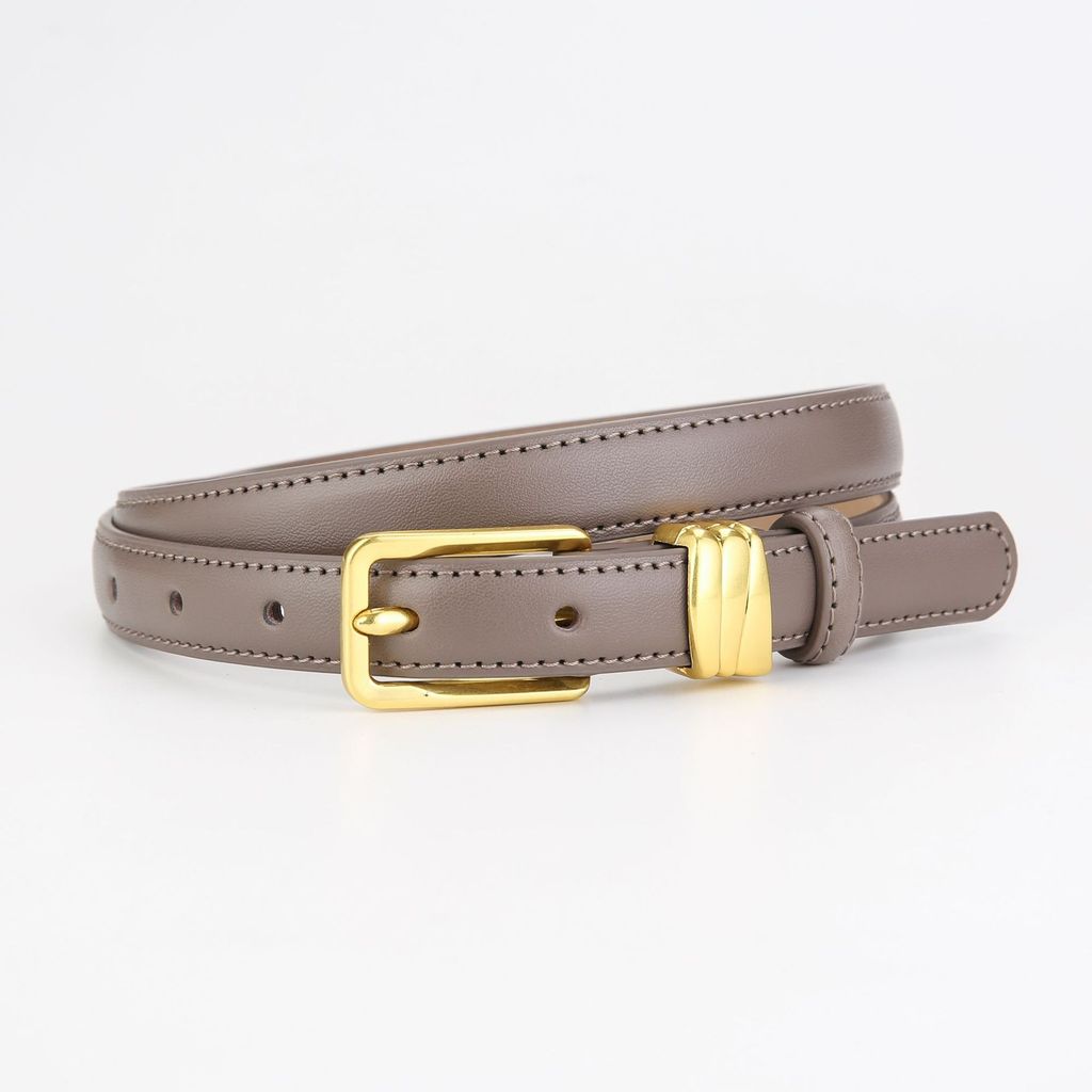 Genuine Leather Womens Slim Waist Belt With Alloy Buckle For Casual And Office Looks