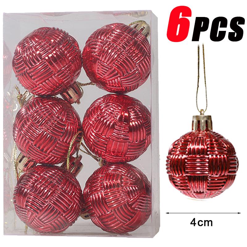 6Pcs Christmas Ball Ornaments With Painted Xmas Tree Hanging Pendant New Year Gifts For 2025 Christmas Navidad Party Decoration