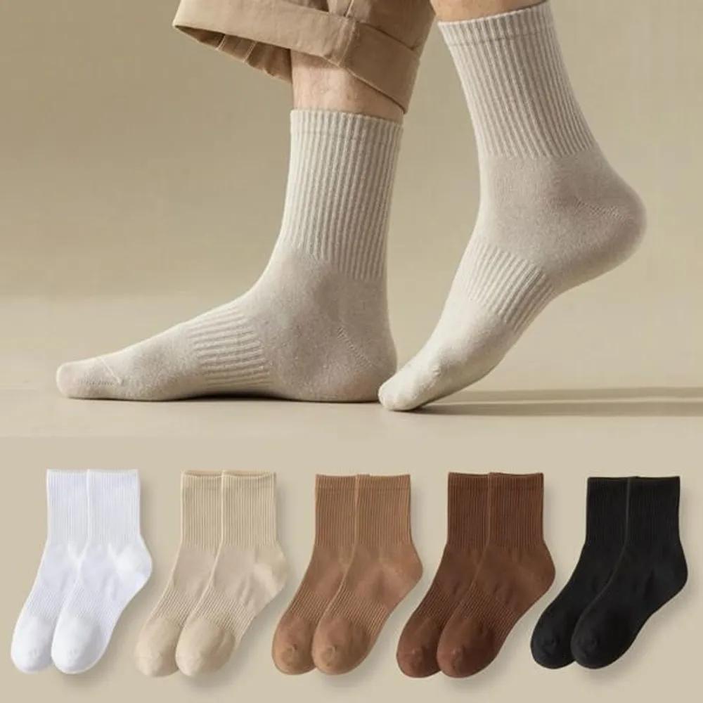 MK Mocha Daily Men s Plain Suit Mid-Calf Fashion Socks 5-Pair Set 205352 Brown set