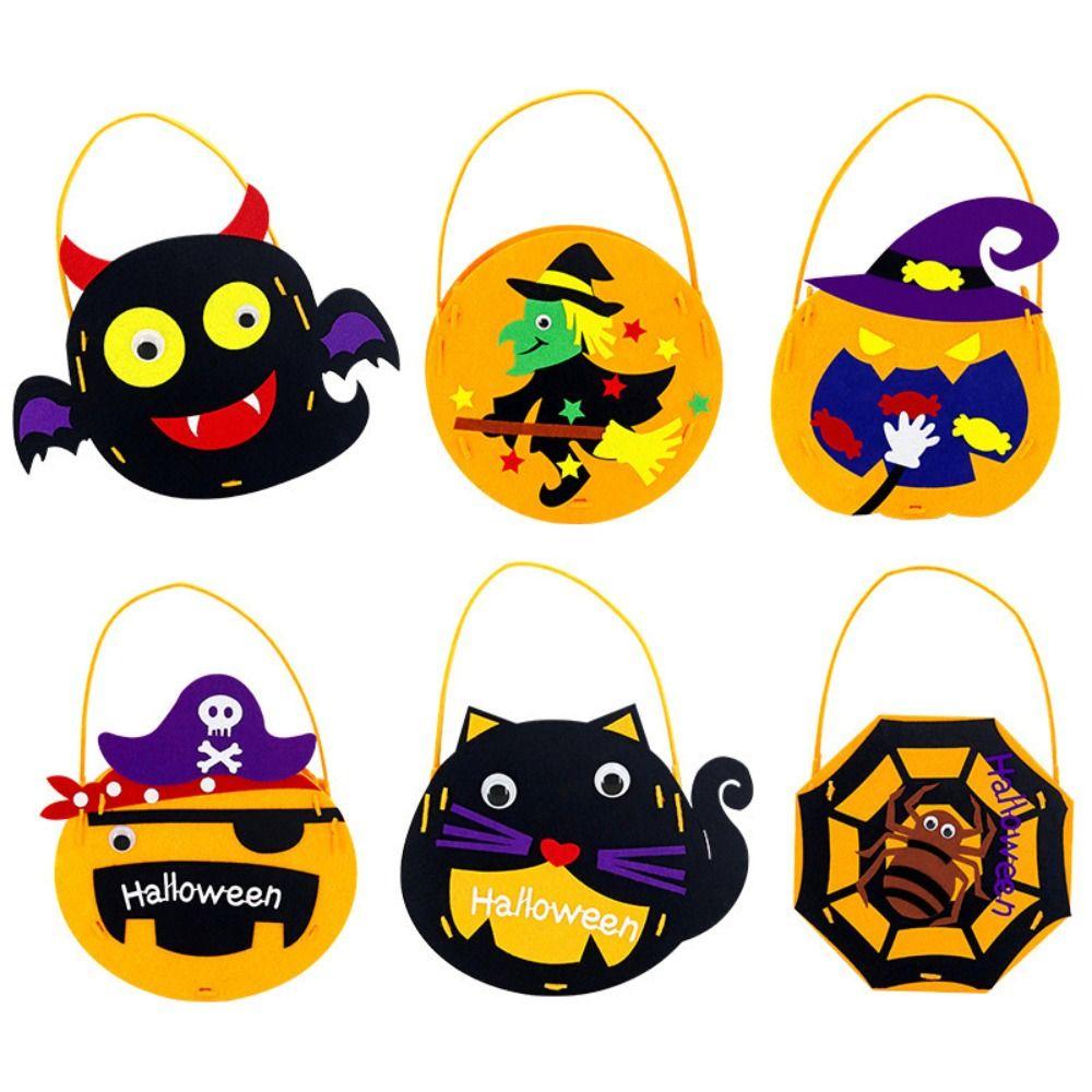 Non-woven Fabric DIY Trick or Treat Bag Ghost Bat Pumpkin Handbag DIY Halloween Candy Bag Party