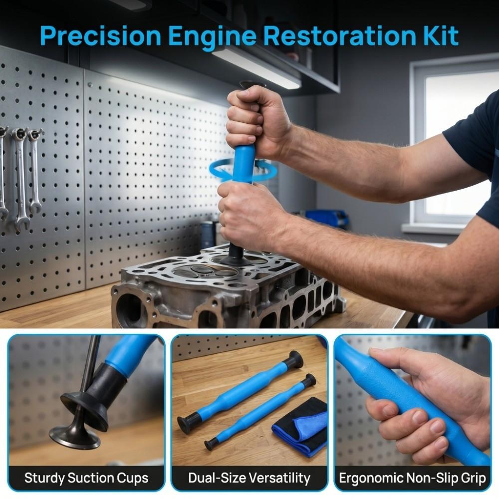 2PCS Rubber Suction Cups Valve Grinding Tool Hardwood Handle Spring Compressor Tools Engine Repair