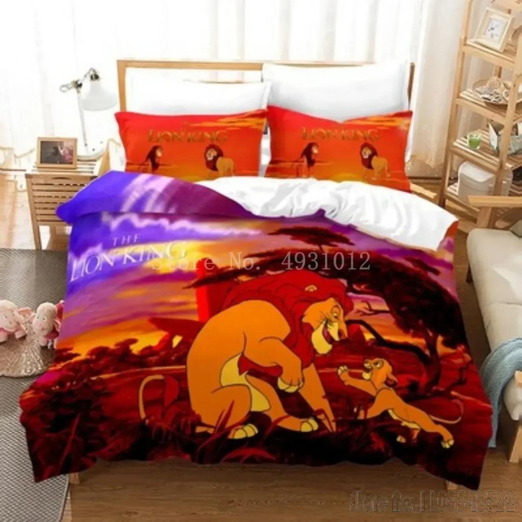 Anime König der Löwen Cartoon Bettbezug Set HD Bettdeckenbezug für Kinder Bettwäsche Sets Bettwäsche Schlafzimmerdeko