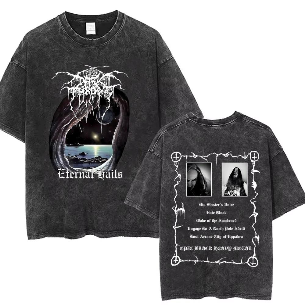Washed Vintage Mayhem Graphic Print T Shirt Death Black Metal Rock Oversized T-shirts High Quality Cotton T-shirt Unisex