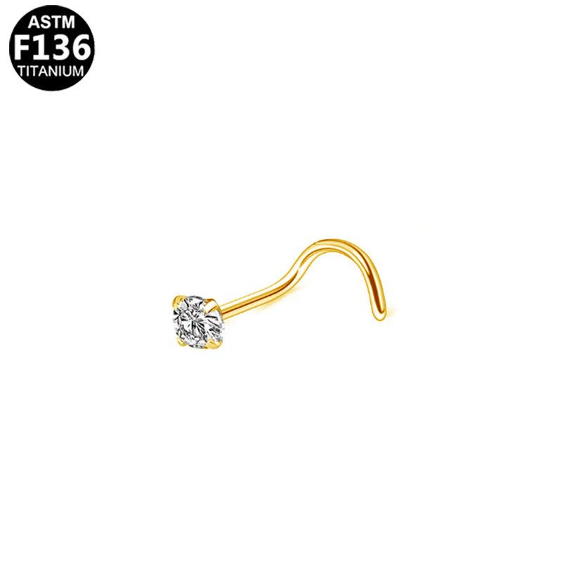 Classic F136 Titanium Zircon Nose Stud with S-Bar Piercing