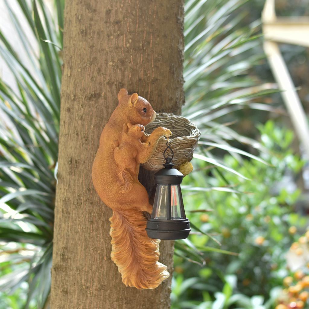 Squirrel Pendant Lamp Solar Decoration Piece Outdoor Garden Ornament Gardening Supplies Garden Resin Handicrafts