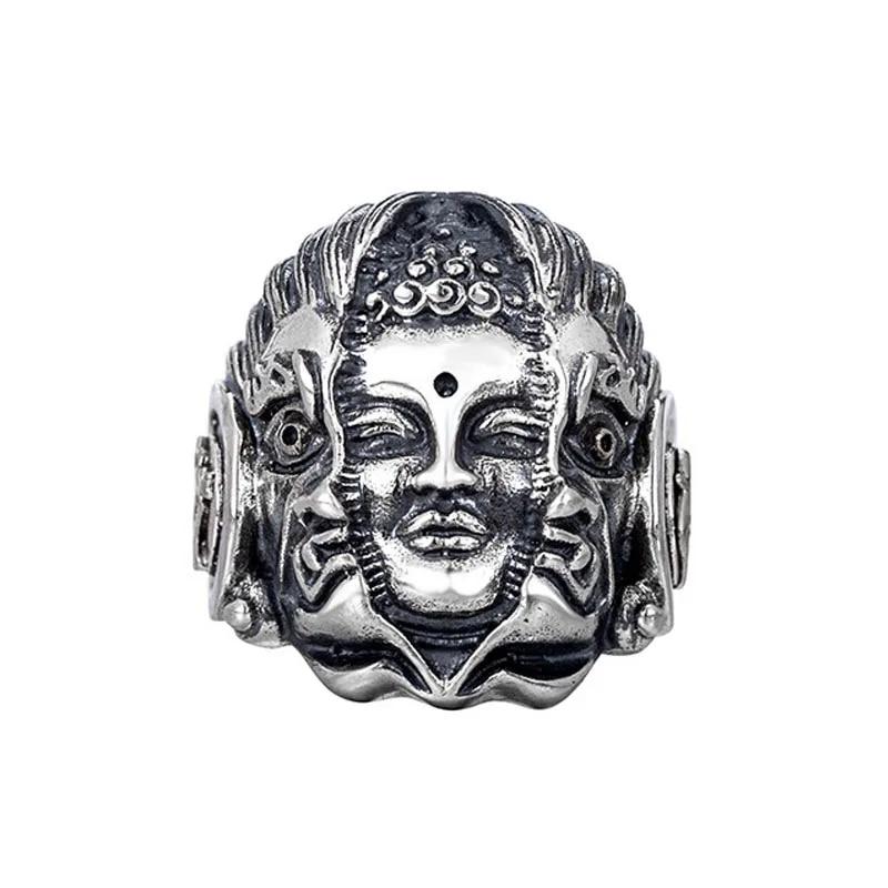 Anillo Retro Punk para hombre, esqueleto de demonio, Hip Hop, Rock, locomotora, aleación de acero de titanio, anillo de Color plata antigua, joyería para mujer