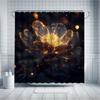 Flowing Flower Shower Curtain Set - Sparkling Light Emitting Stamens, Includes 12 Hooks, Polyester Fabric, Modern Bathroom Decor