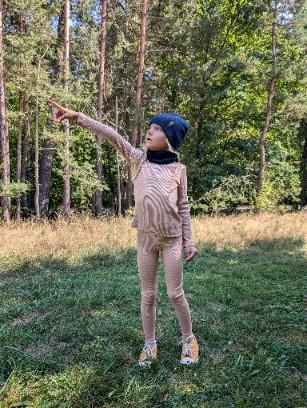 Girls Ribbed Cotton Leggings, Beige, Size 104/110