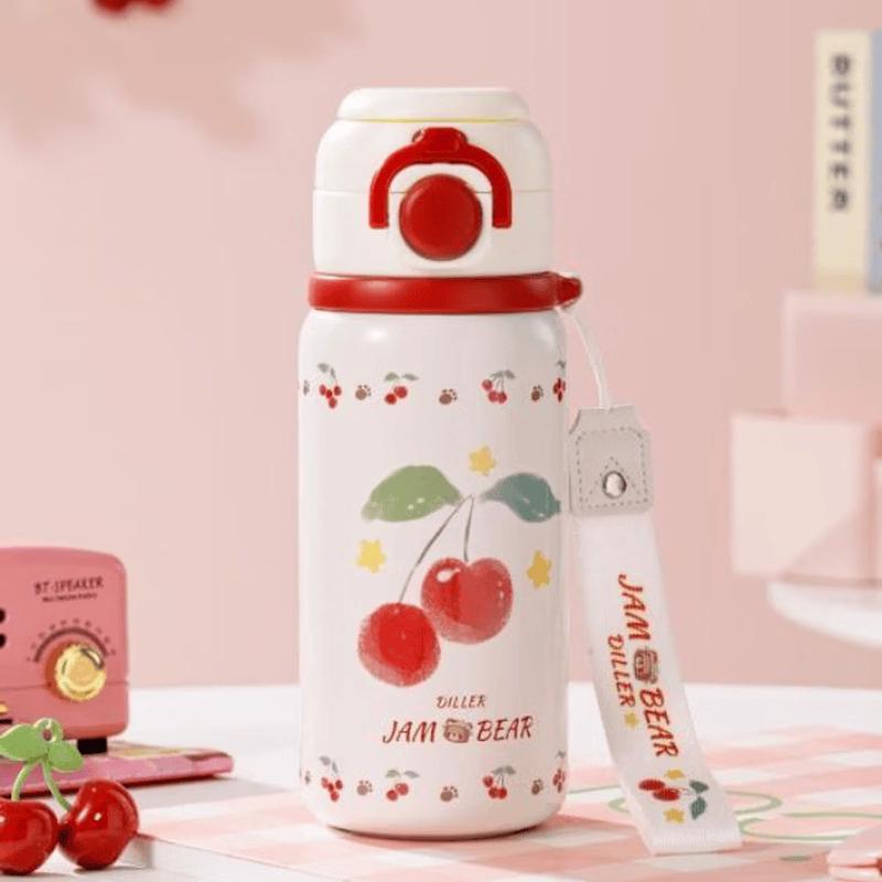 Diller Cherry Dual-Lid Stainless Steel Kids Bottle