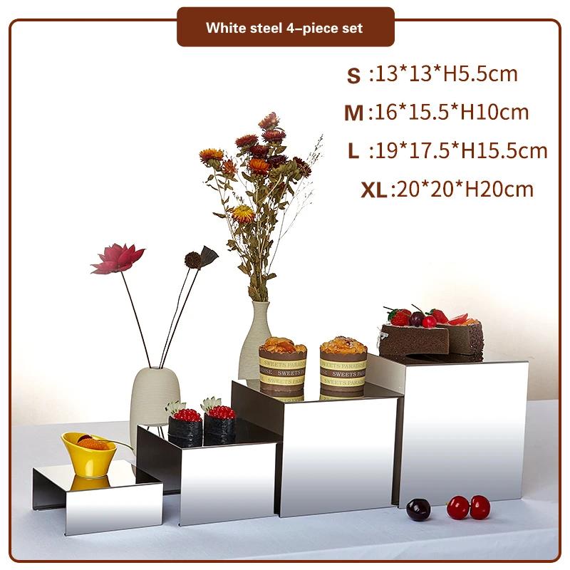 Fruit Plate In Cafeteria Wedding Gift Snack Rack Hotel Cake Rack Tea Break Buffet Rack Stainless Steel 4-6 Pcs Set Dessert Stand