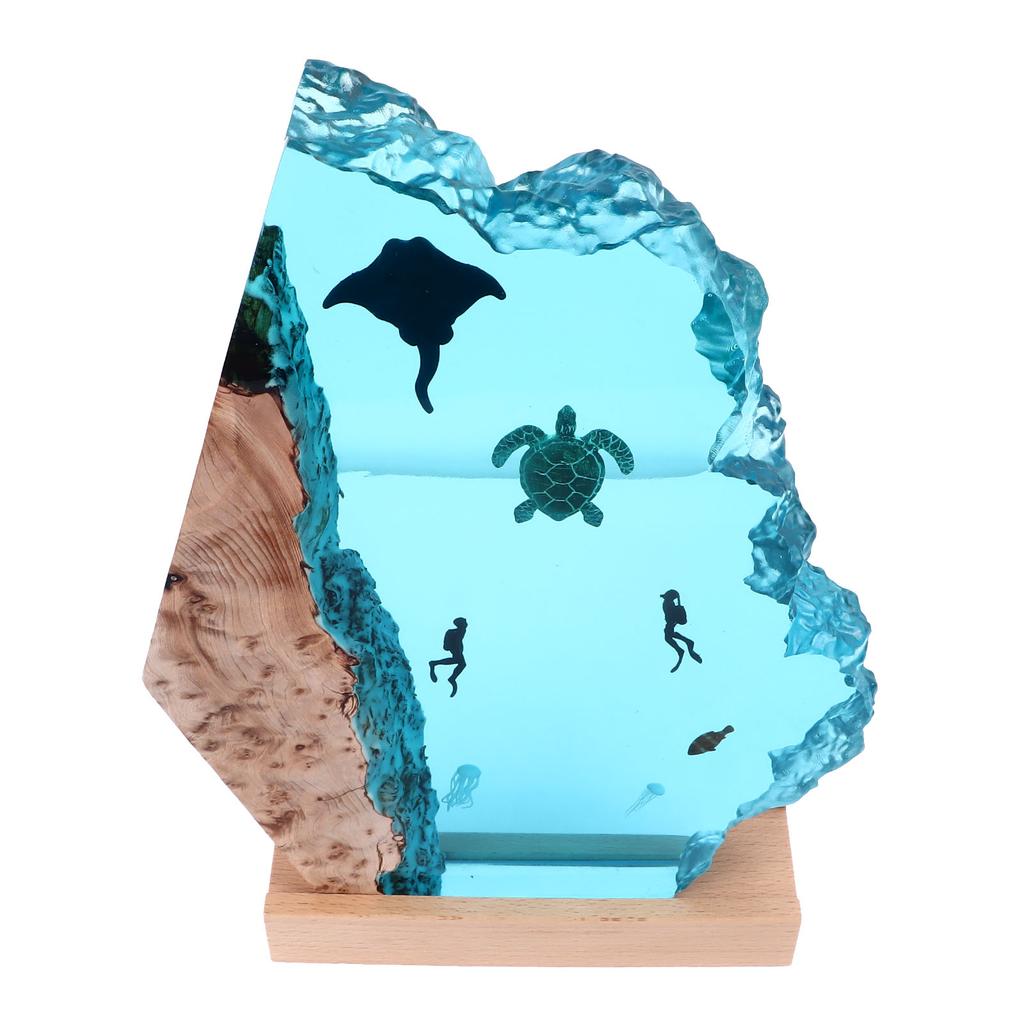 8inch Divers Lamp Solid Wood Resin Unique Detachable LED 5V Ocean Light Lamp for Decoration Gift