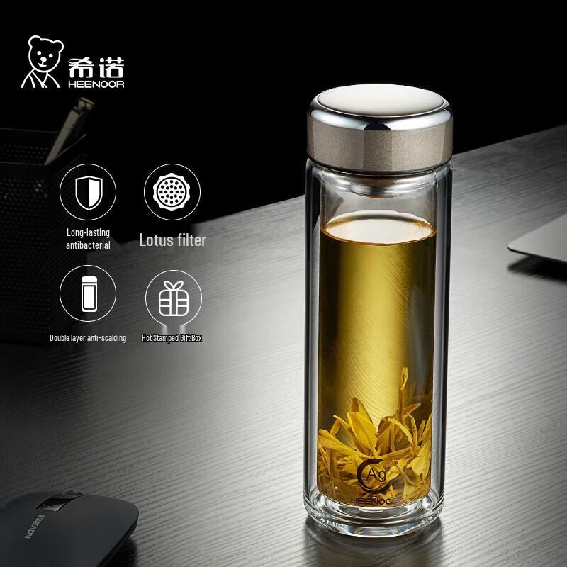 Heenoor Antibacterial Double-Layer Insulated Glass Mug