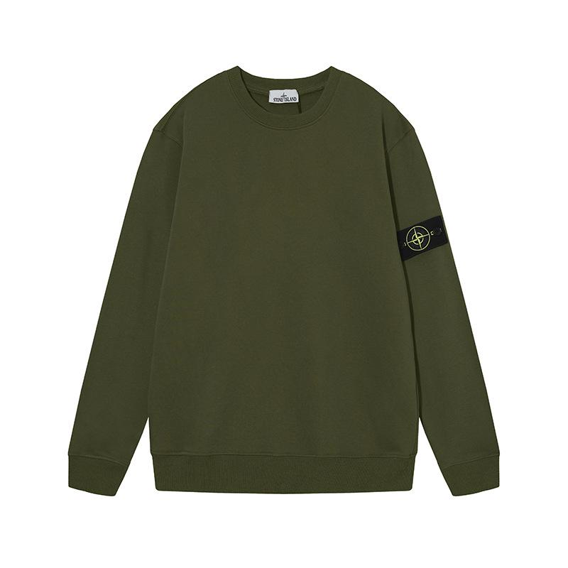 Klasická unisex mikina s kapucí Stone Monkey Island - Jednobarevná, Kulatý výstřih, Dlouhý rukáv, Design s odznakem