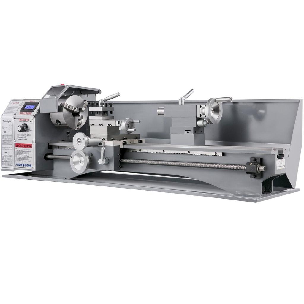 1100W Mini Metal Lathe 220MMx750MM Variable-Speed Metal Lathe RPM Metal Milling Machine Digital Milling Metal Lathe with 3-Jaw Chuck, MT5 Spindle