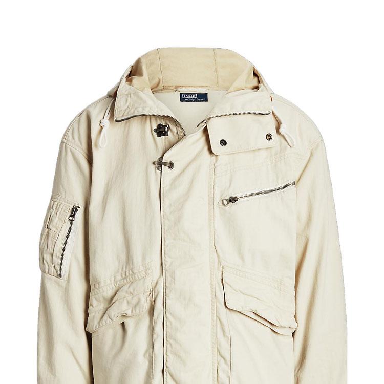 Polo Ralph Lauren Solid Color Zipper Multi-Pocket Hooded Long Sleeve Jacket Men Jackets Beige MNPOOTW16021154-101