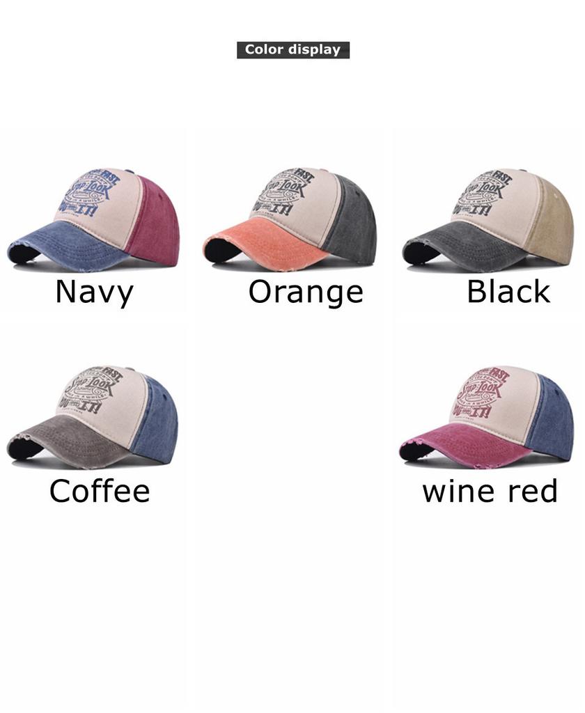 Washed Cap Baseball Old Letters Printed Cap Cotton Sunshade Material