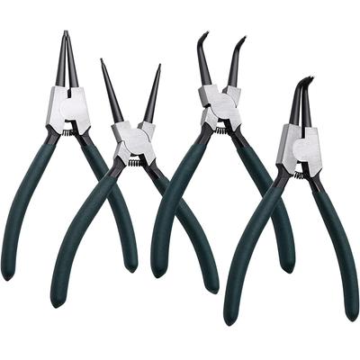 4pcs 7" Snap Ring Pliers Set Circlip Pliers Kit with Straight/Bent Jaw for Ring Remover Retaining and Remove Hoses Gaskets