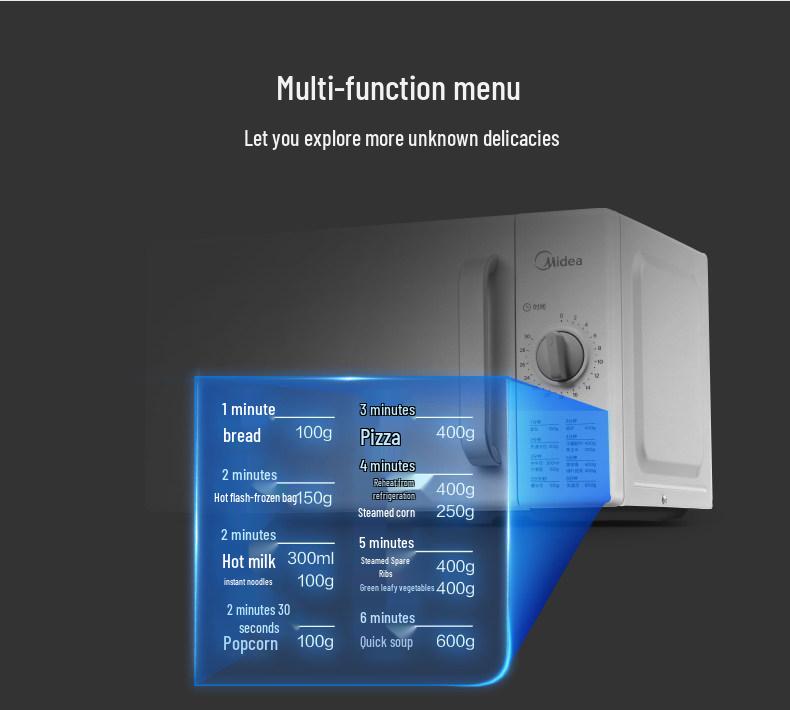 Midea M100/PM2000 20L Mini Turntable Mechanical Microwave Oven