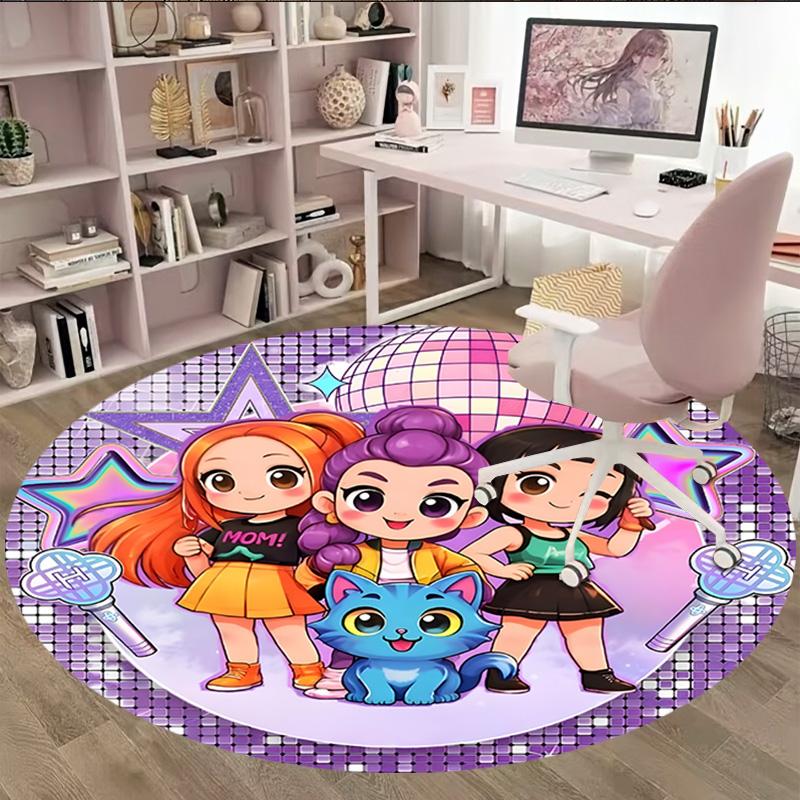 1pc Kpop Team2 Carpet, Round Rug, Comfortable, Suitable for Entryways, Living Rooms, Office, And Bedrooms, Christmas Decoration
