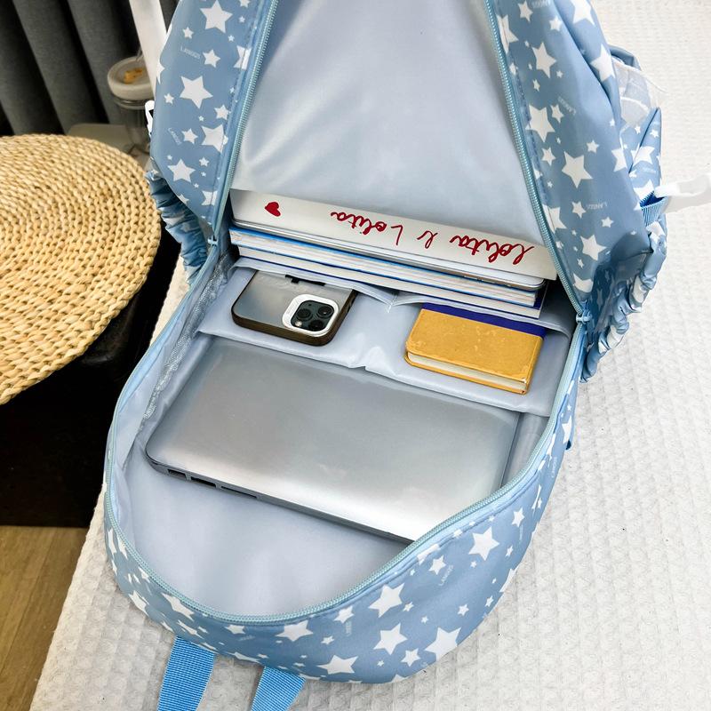 Schoolbag Korean Version of High Value, Fresh and Sweet, Cute Stars, Pain Bag, Junior High School Student Schoolbag, Women's Lightweight Backpack