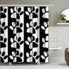 Black And White Paw Print Shower Curtain Set: Modern Decorative Shower Curtains With Ring For Bathroom (Set Of 1) Size 72 X 84