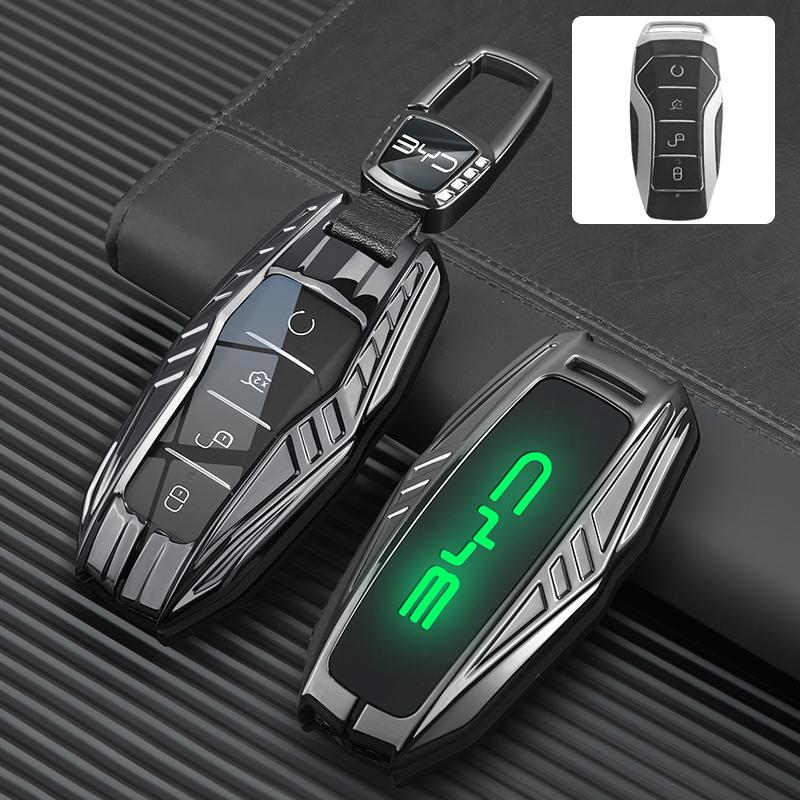 Car Zinc Alloy Leather Key Case Cover For BYD Atto 3 Han EV Dolphin Lied Tang Dm Qin PLUS Song Pro MAX Yuan Keychain Accessories