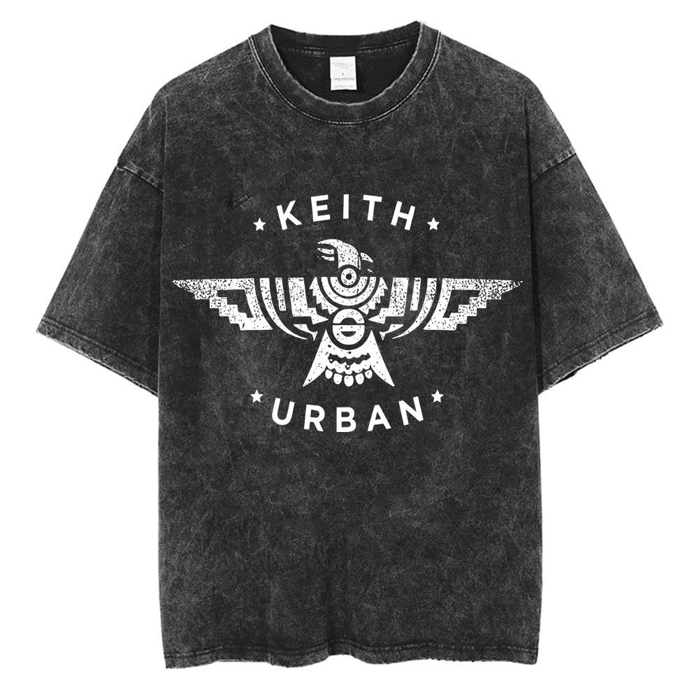 Vintage Keith Urban Logo Washed T Shirt Mens Fashion Gothic Short Sleeve Tshirts Unisex Loose Clothing Oversized Tshirt