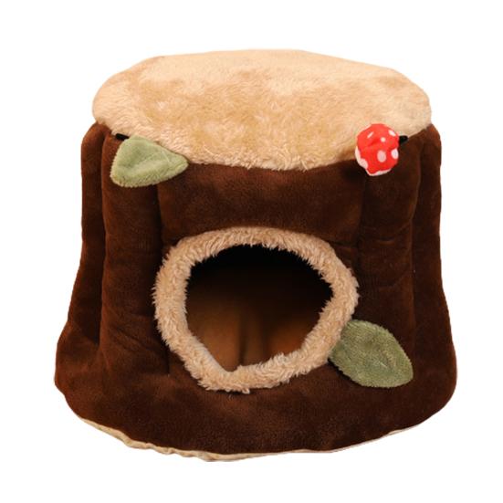 Yousheng Hamster Nest Lovely Appearance Stump Design Flannel Comfortable Squirrel Bed Hammock for Small Animals