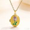Titanium Steel Enamel  Necklace Openable Glazed Flower Choker Gold Clavicle Chain  Birthday Gift