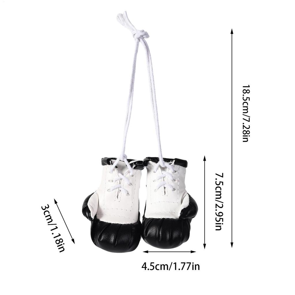 Mini Boxing Gloves Keychain PU Leather Car Interior Decor Bag Pendant for Keyring Backpack Purse Zipper Charm Gift Sports Fan