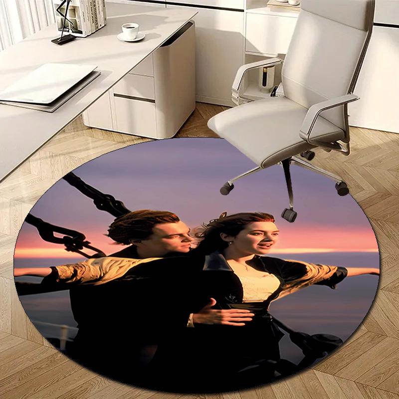 1pc Titanic1 Design Printed Area Round Carpet for Bedroom Living Room Home Decor Rugs Mat Non Slip Mat Rug for Bedside